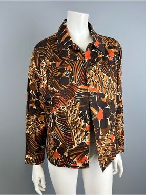 Company Collections VintaWomen’s Patterned Button-Front Jacket in Brown & Orange